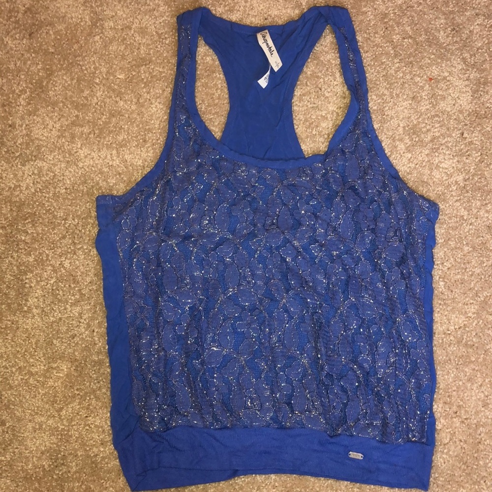 Aeropostale periwinkle floral sparkly tank top